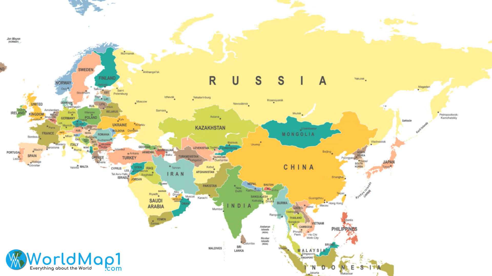Avrasya ile Rusya Haritası